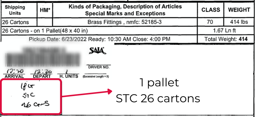bill of lading example